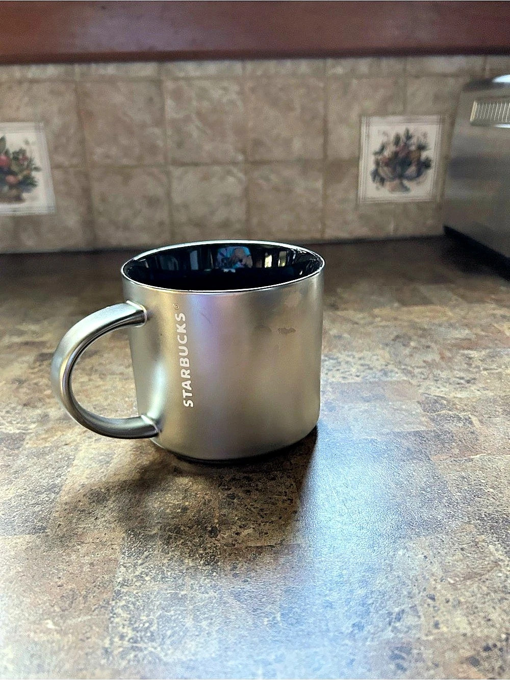 Starbucks Stainless Steel Mug in Silver & Black